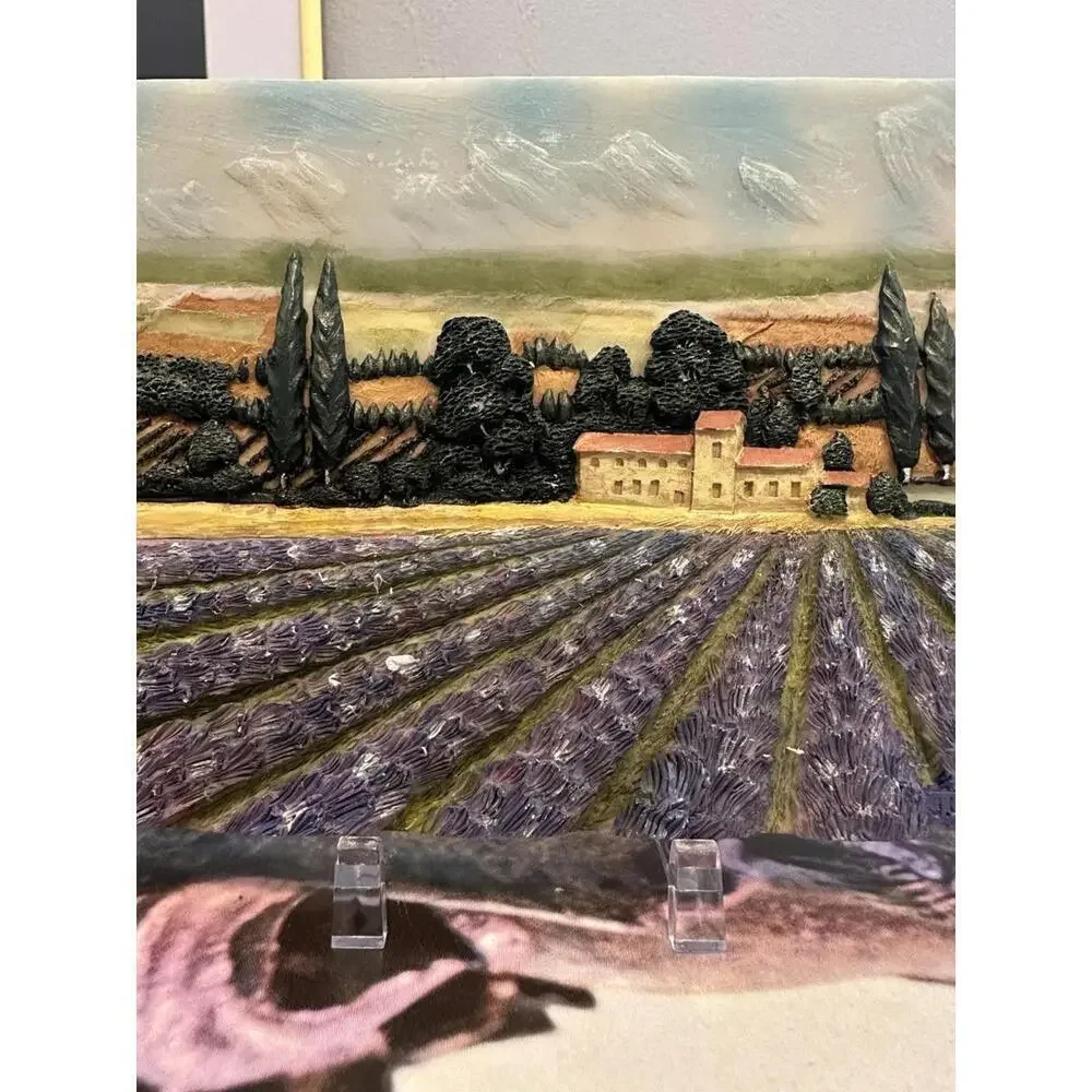 Set Of 2 Signed 6”x5” Textured Wall Plaques Tuscan Fields Landscape Gallery Wall